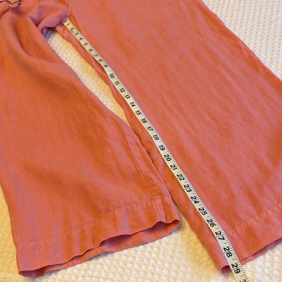 Johnny Was Size MEDIUM Coral Pink Linen Wide Leg Button-Front Pants - Picture 13 of 16
